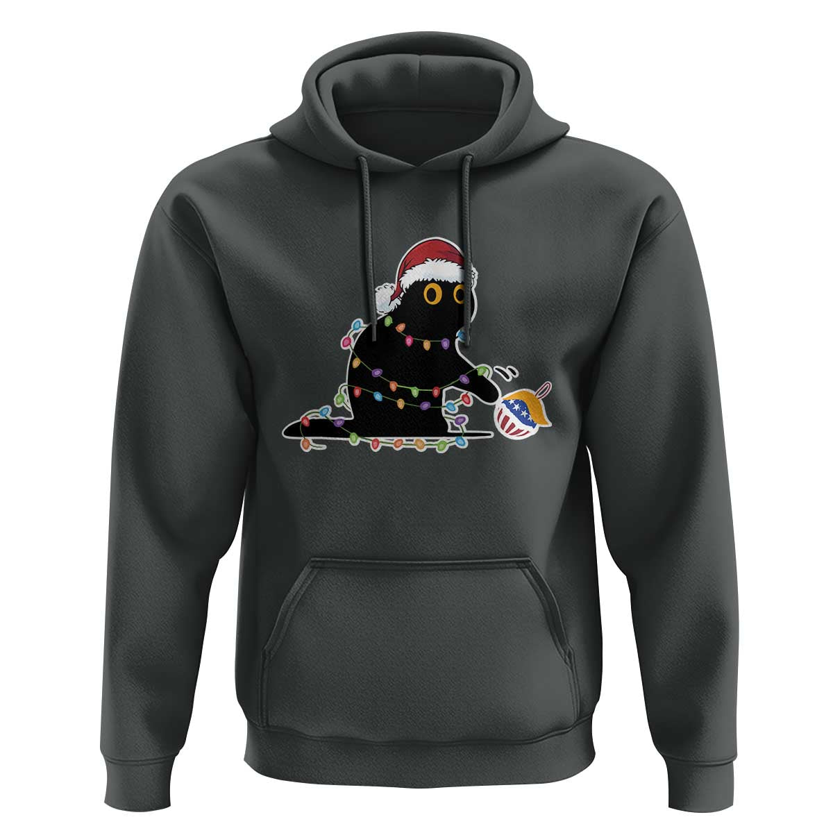 Funny Harris Supporter Hoodie Christmas Black Cat With Bauble