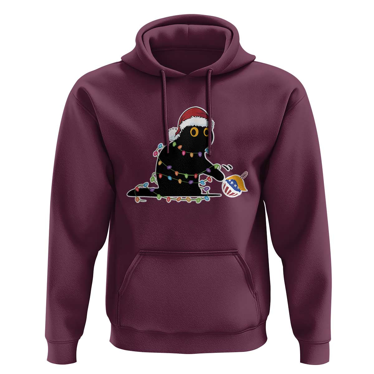 Funny Harris Supporter Hoodie Christmas Black Cat With Bauble