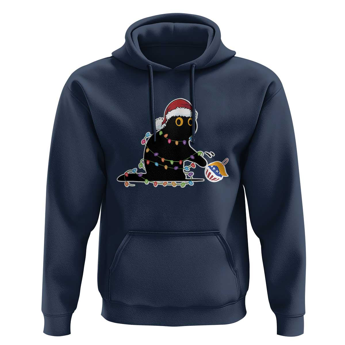 Funny Harris Supporter Hoodie Christmas Black Cat With Bauble