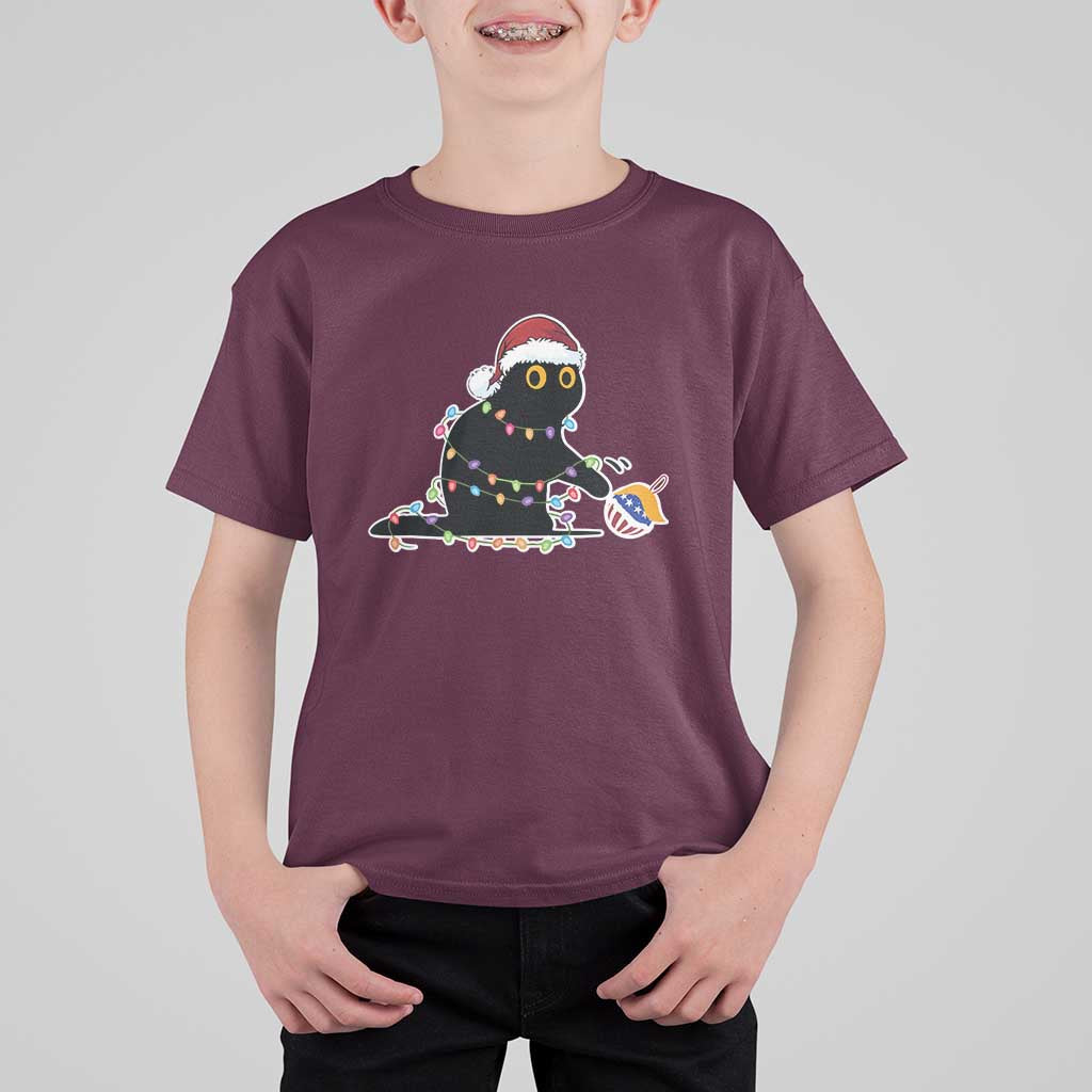 Funny Harris Supporter T Shirt For Kid Christmas Black Cat With Bauble - Wonder Print Shop