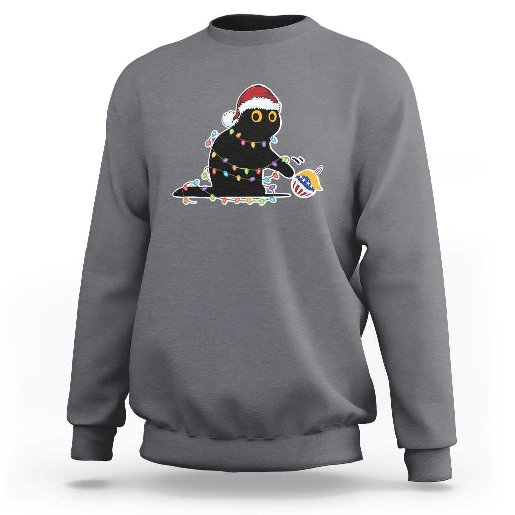 Funny Harris Supporter Sweatshirt Christmas Black Cat With Bauble - Wonder Print Shop