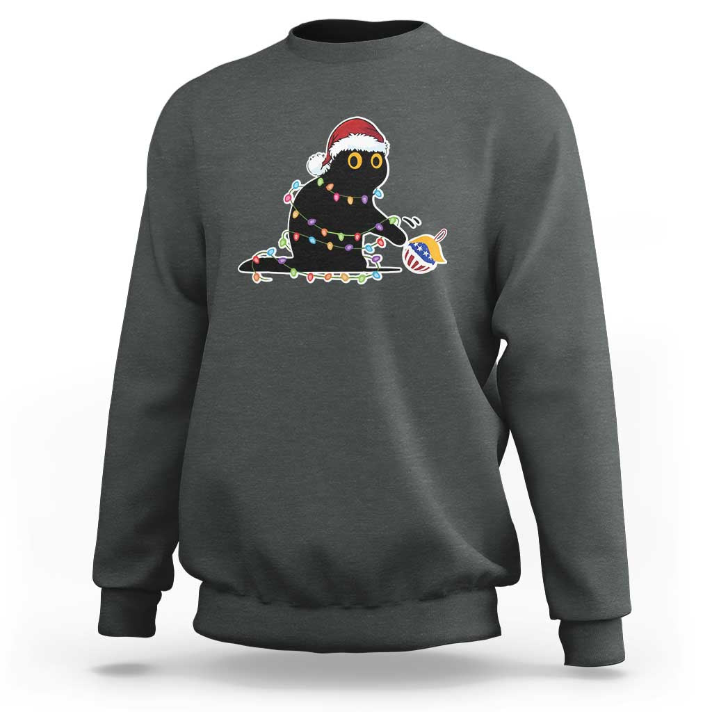 Funny Harris Supporter Sweatshirt Christmas Black Cat With Bauble - Wonder Print Shop