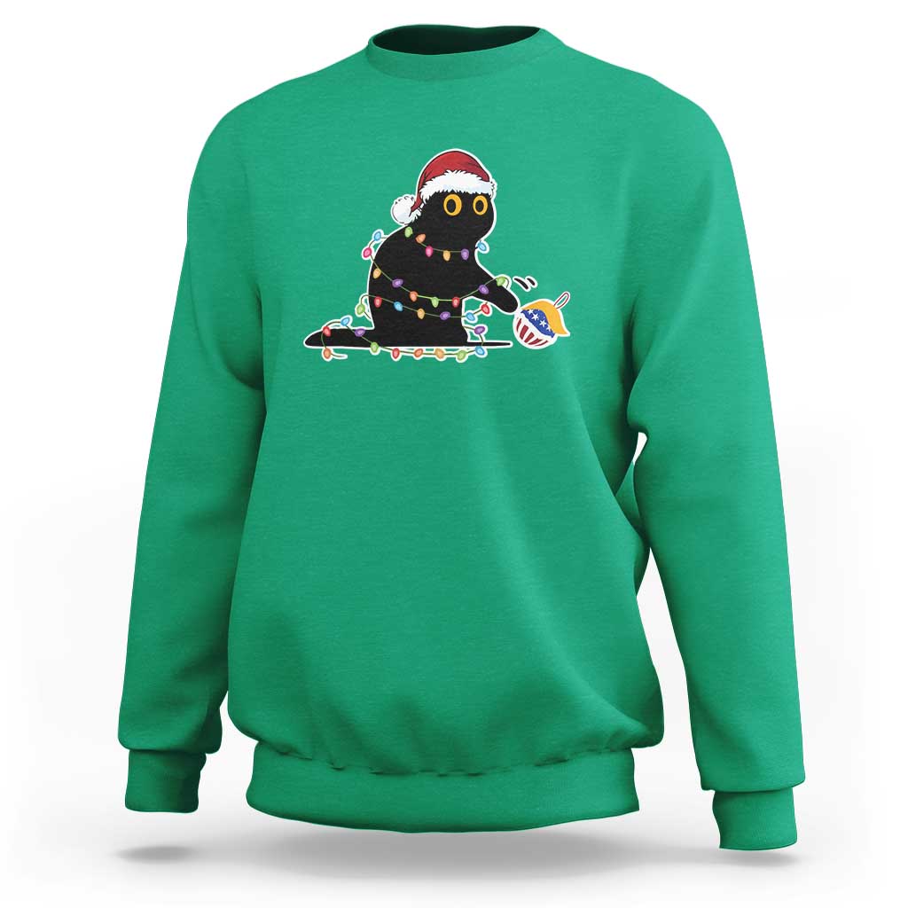 Funny Harris Supporter Sweatshirt Christmas Black Cat With Bauble - Wonder Print Shop