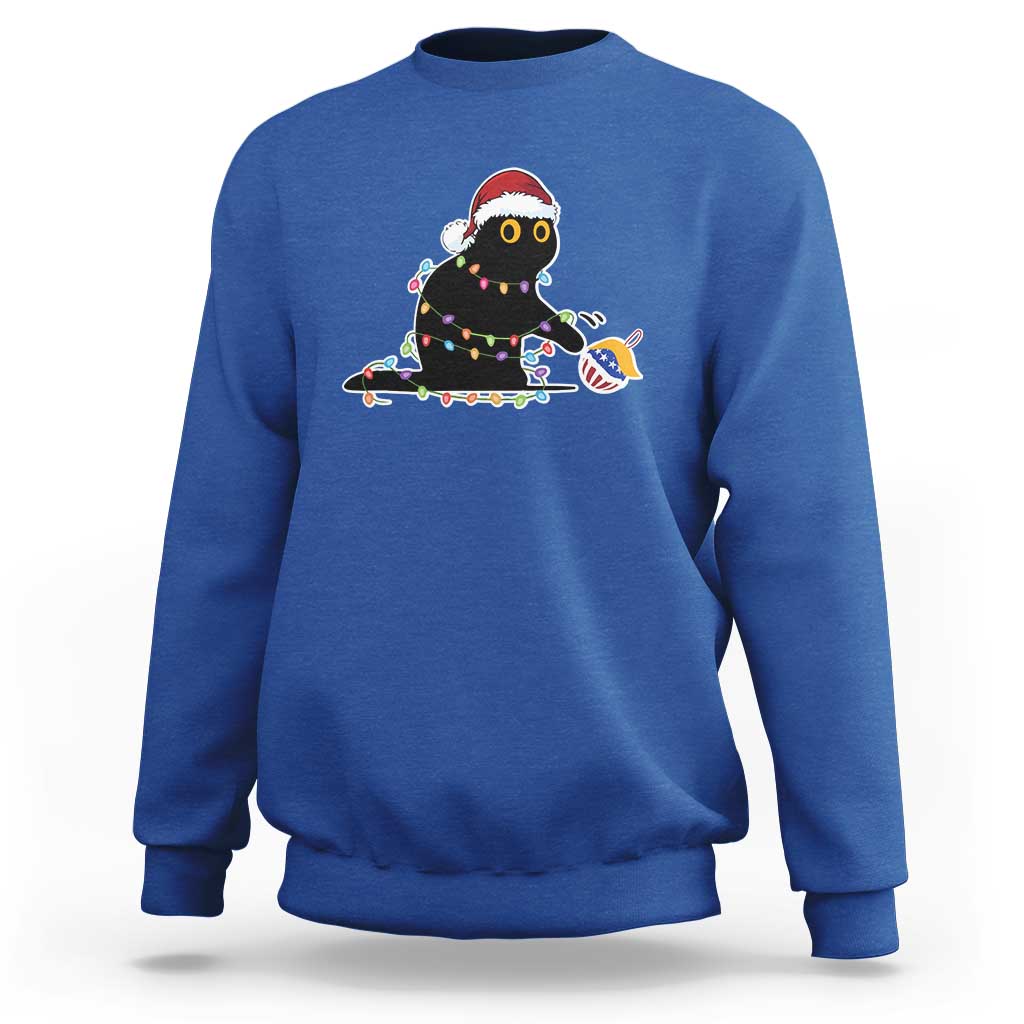 Funny Harris Supporter Sweatshirt Christmas Black Cat With Bauble - Wonder Print Shop