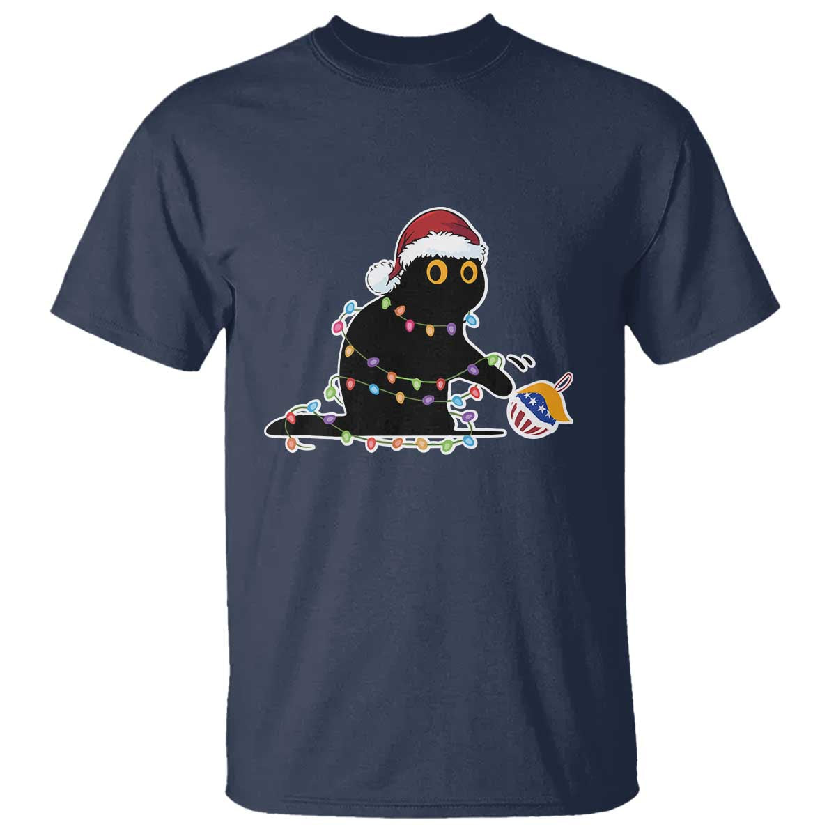 Funny Harris Supporter T Shirt Christmas Black Cat With Bauble - Wonder Print Shop
