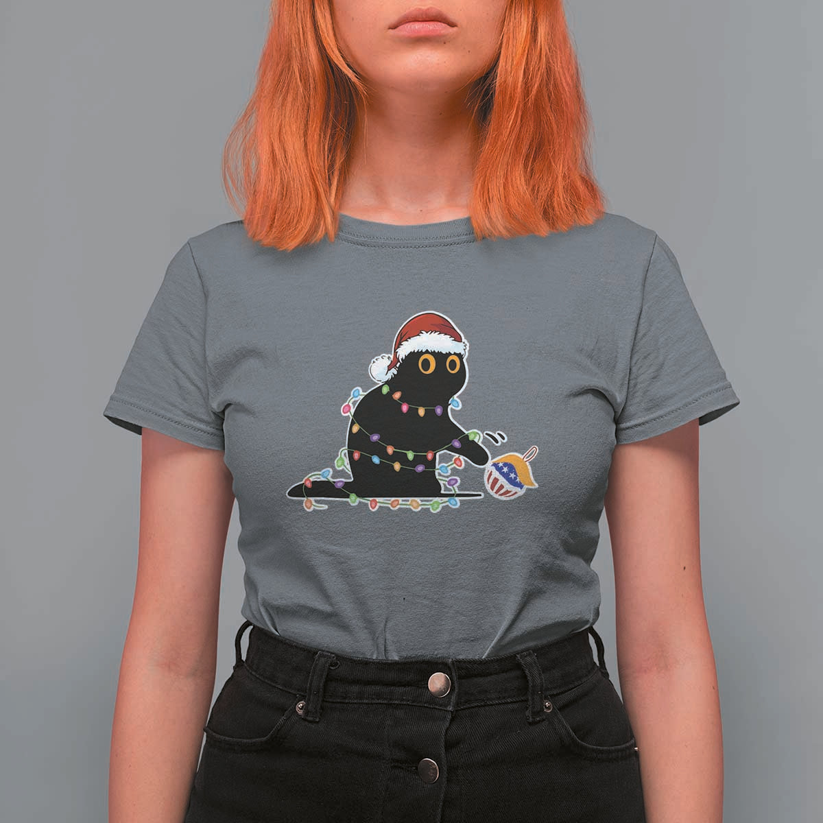 Funny Harris Supporter T Shirt For Women Christmas Black Cat With Bauble - Wonder Print Shop