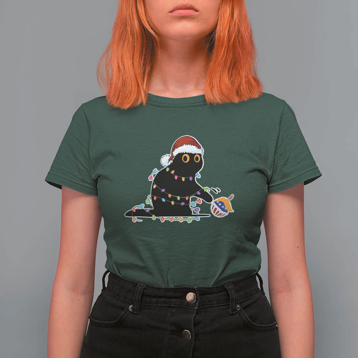 Funny Harris Supporter T Shirt For Women Christmas Black Cat With Bauble - Wonder Print Shop