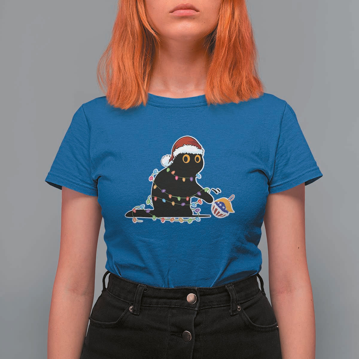 Funny Harris Supporter T Shirt For Women Christmas Black Cat With Bauble - Wonder Print Shop