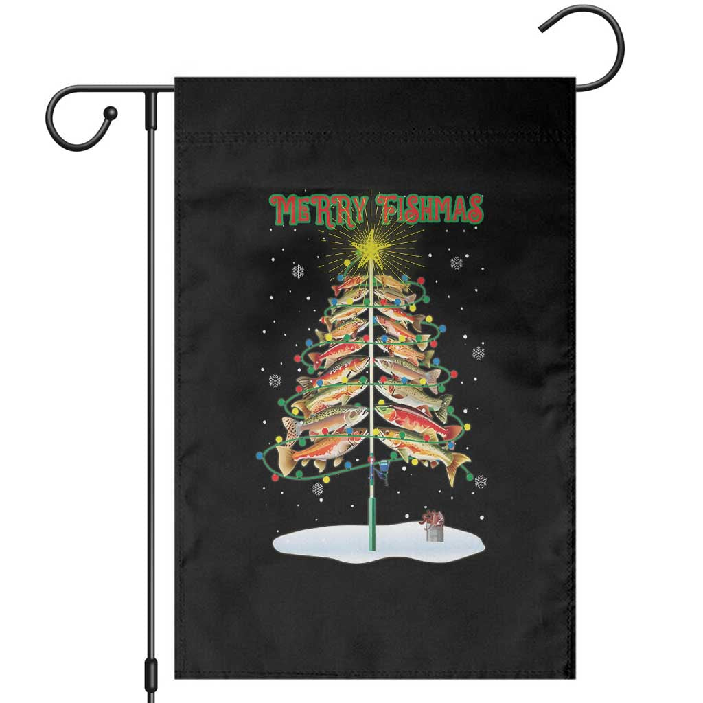 Funny Christmas Fishing Garden Flag Merry Fishmas Fish Xmas Tree Star - Wonder Print Shop