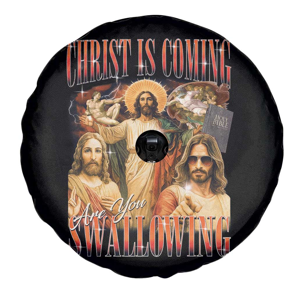 Christ Is Coming Are You Swallowing Spare Tire Cover Funny Offensive Jesus Christian - Wonder Print Shop