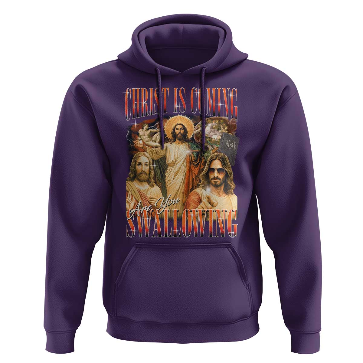 Christ Is Coming Are You Swallowing Hoodie Funny Offensive Jesus Christian - Wonder Print Shop