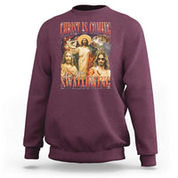 Christ Is Coming Are You Swallowing Sweatshirt Funny Offensive Jesus Christian - Wonder Print Shop