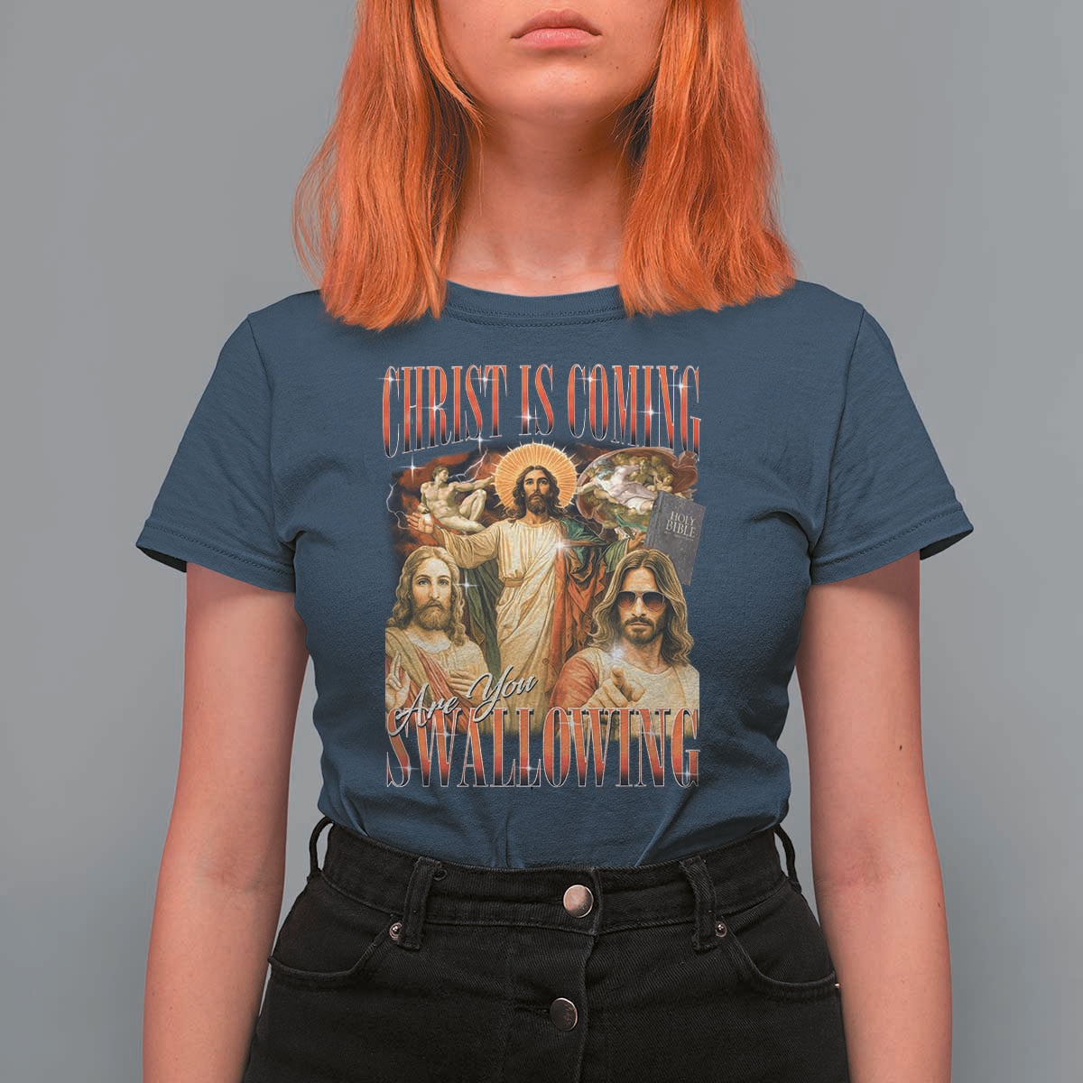 Christ Is Coming Are You Swallowing T Shirt For Women Funny Offensive Jesus Christian - Wonder Print Shop