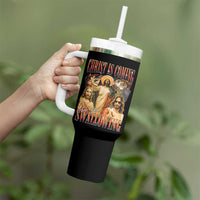 Christ Is Coming Are You Swallowing Tumbler With Handle Funny Offensive Jesus Christian - Wonder Print Shop