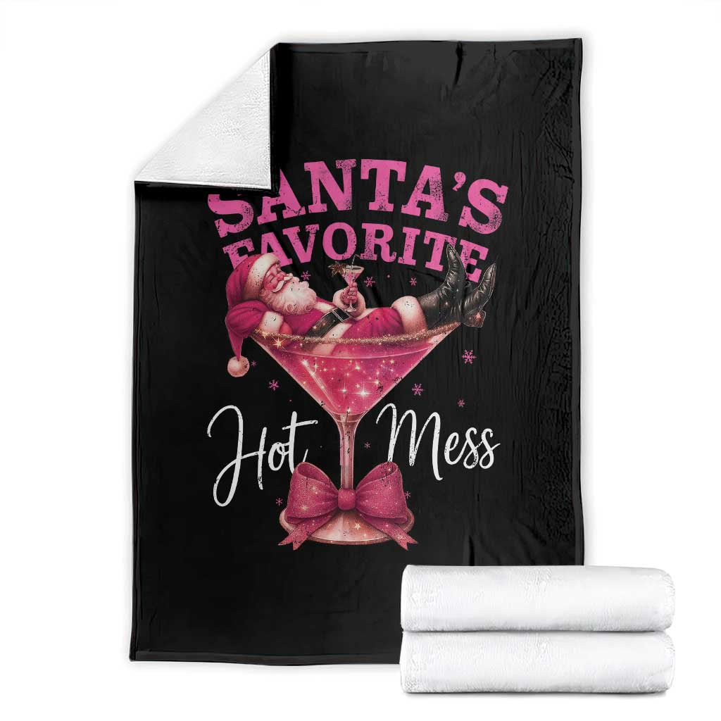 Funny Christmas Santas Favorite Hot Mess Throw Blanket Xmas Drinking Party - Wonder Print Shop