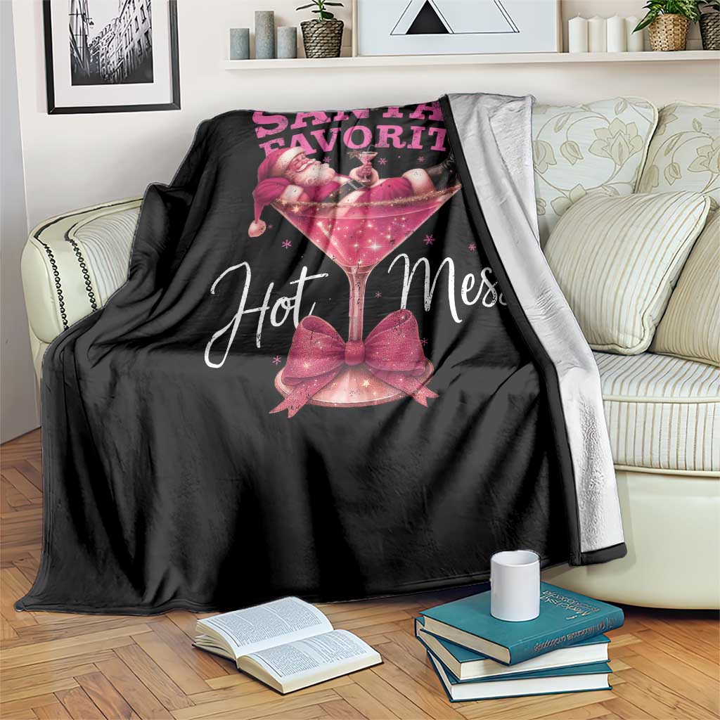 Funny Christmas Santas Favorite Hot Mess Throw Blanket Xmas Drinking Party - Wonder Print Shop