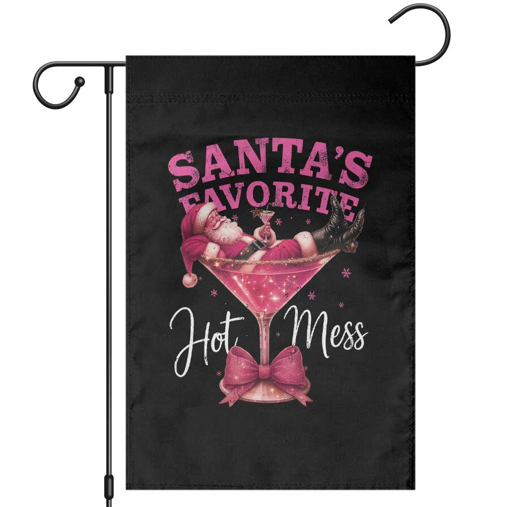 Funny Christmas Santas Favorite Hot Mess Garden Flag Xmas Drinking Party - Wonder Print Shop