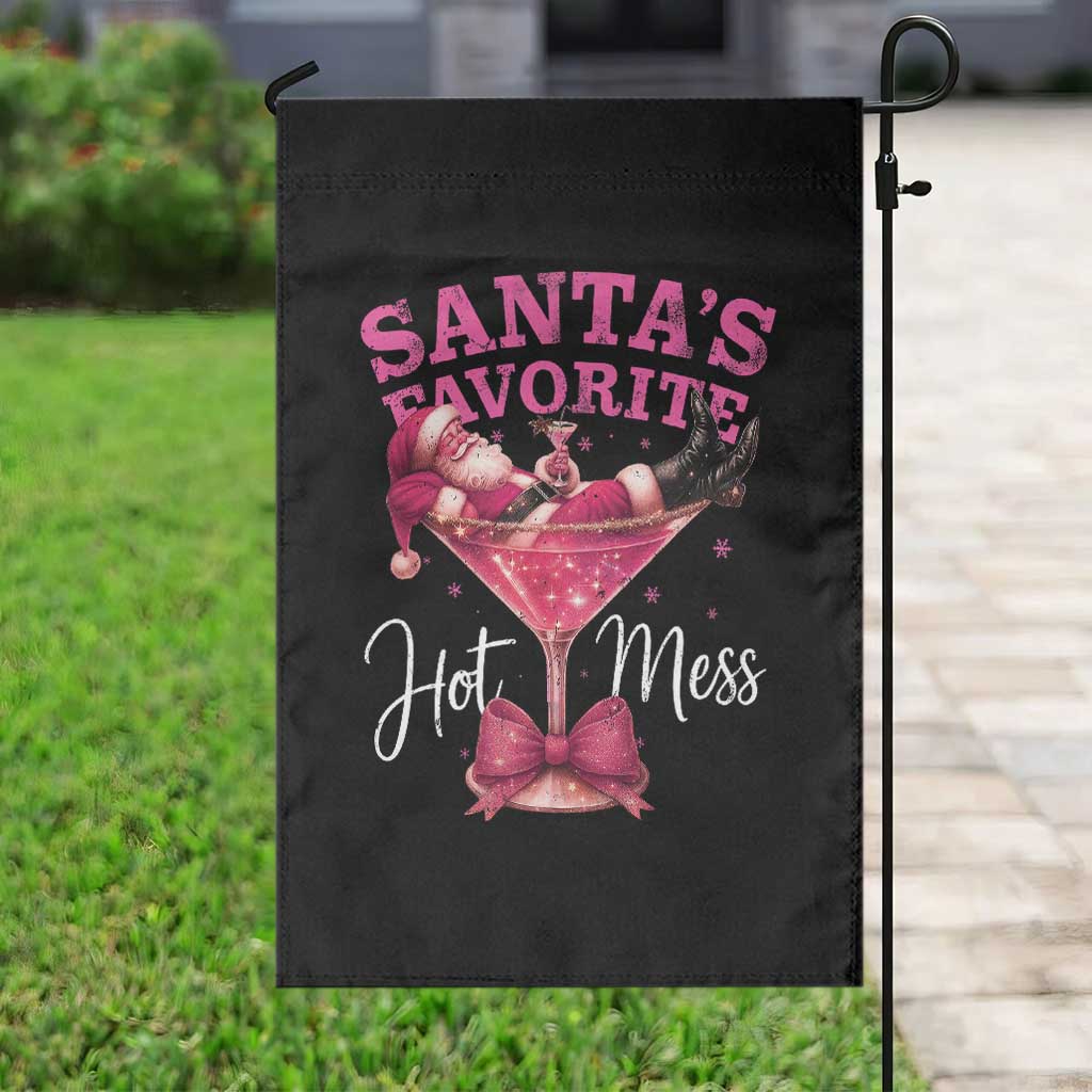 Funny Christmas Santas Favorite Hot Mess Garden Flag Xmas Drinking Party - Wonder Print Shop