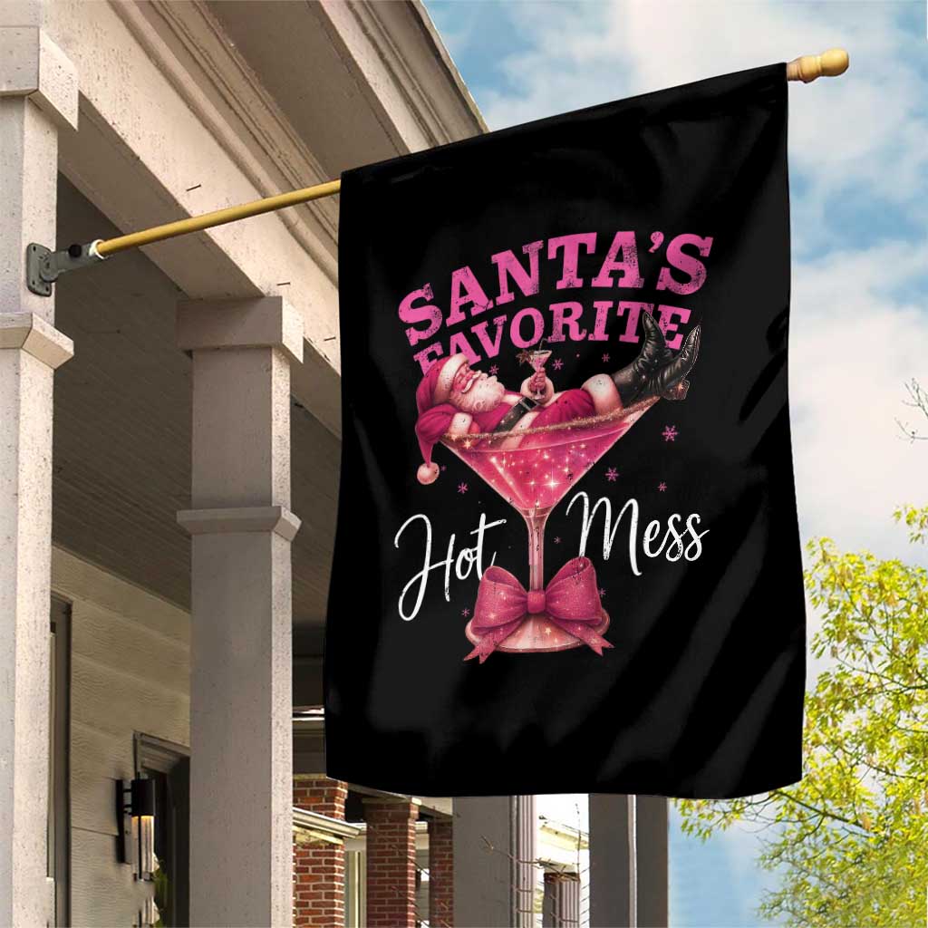 Funny Christmas Santas Favorite Hot Mess Garden Flag Xmas Drinking Party - Wonder Print Shop