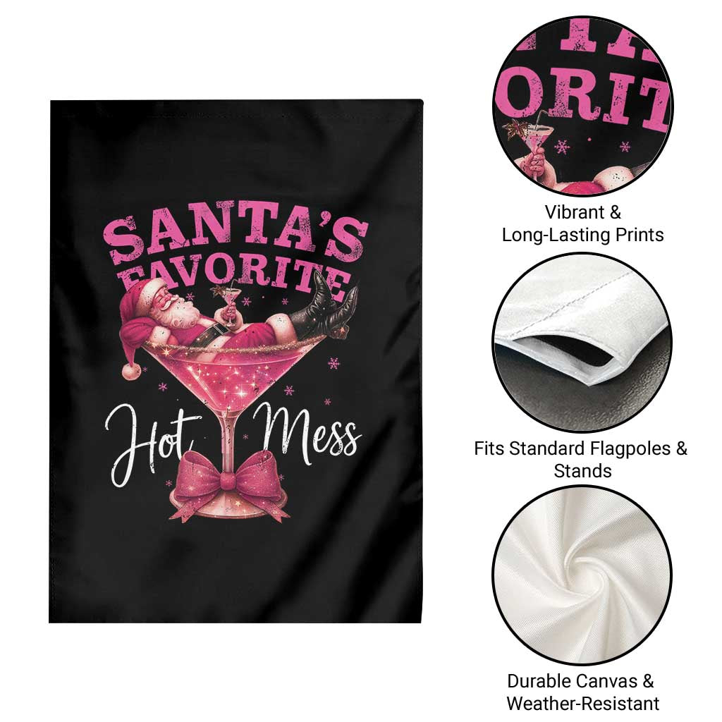 Funny Christmas Santas Favorite Hot Mess Garden Flag Xmas Drinking Party - Wonder Print Shop