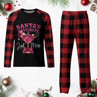 Funny Christmas Santas Favorite Hot Mess Plaid Pajama Set Xmas Drinking Party - Wonder Print Shop