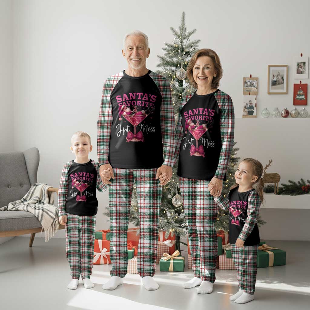 Funny Christmas Santas Favorite Hot Mess Plaid Pajama Set Xmas Drinking Party - Wonder Print Shop