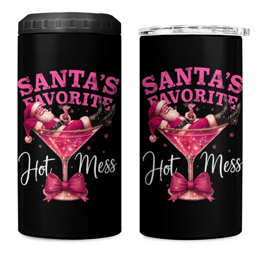 Funny Christmas Santas Favorite Hot Mess 4 in 1 Can Cooler Tumbler Xmas Drinking Party - Wonder Print Shop