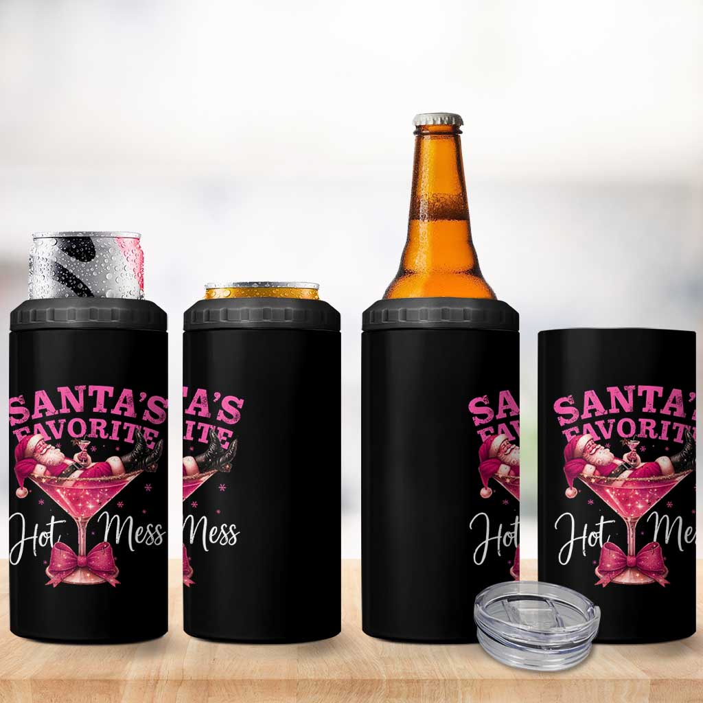 Funny Christmas Santas Favorite Hot Mess 4 in 1 Can Cooler Tumbler Xmas Drinking Party - Wonder Print Shop