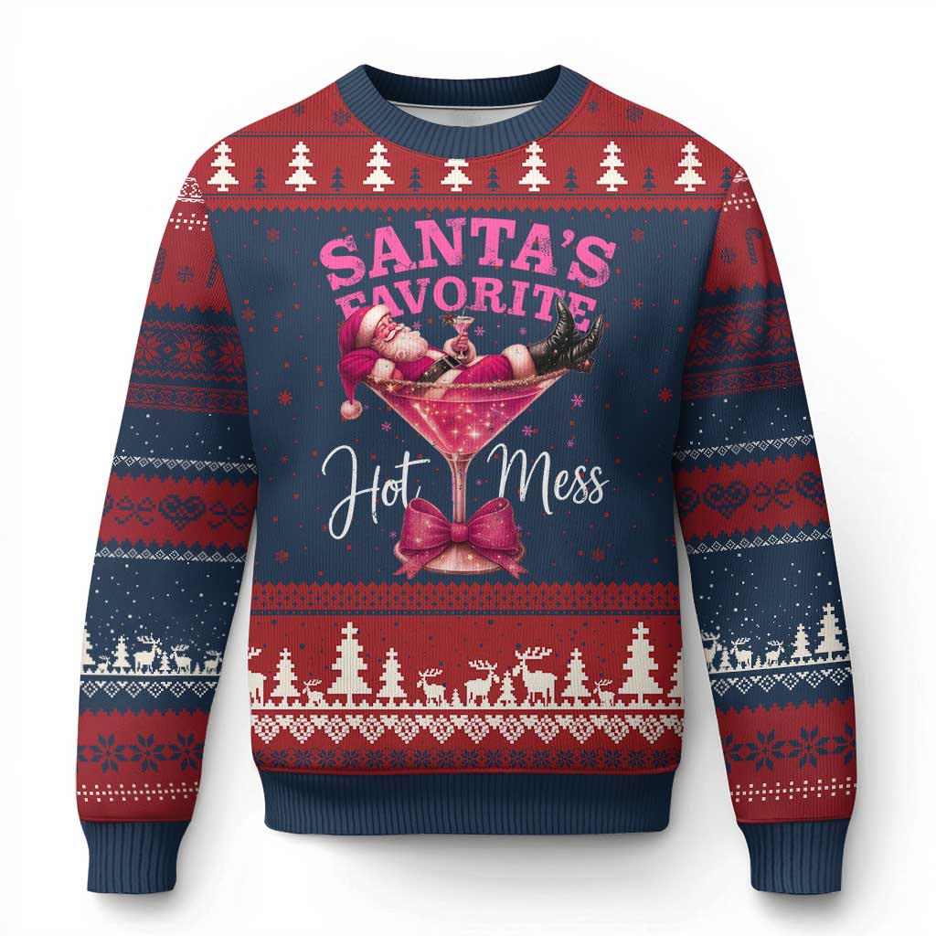 Funny Xmas Santas Favorite Hot Mess Ugly Christmas Sweater Xmas Drinking Party - Wonder Print Shop