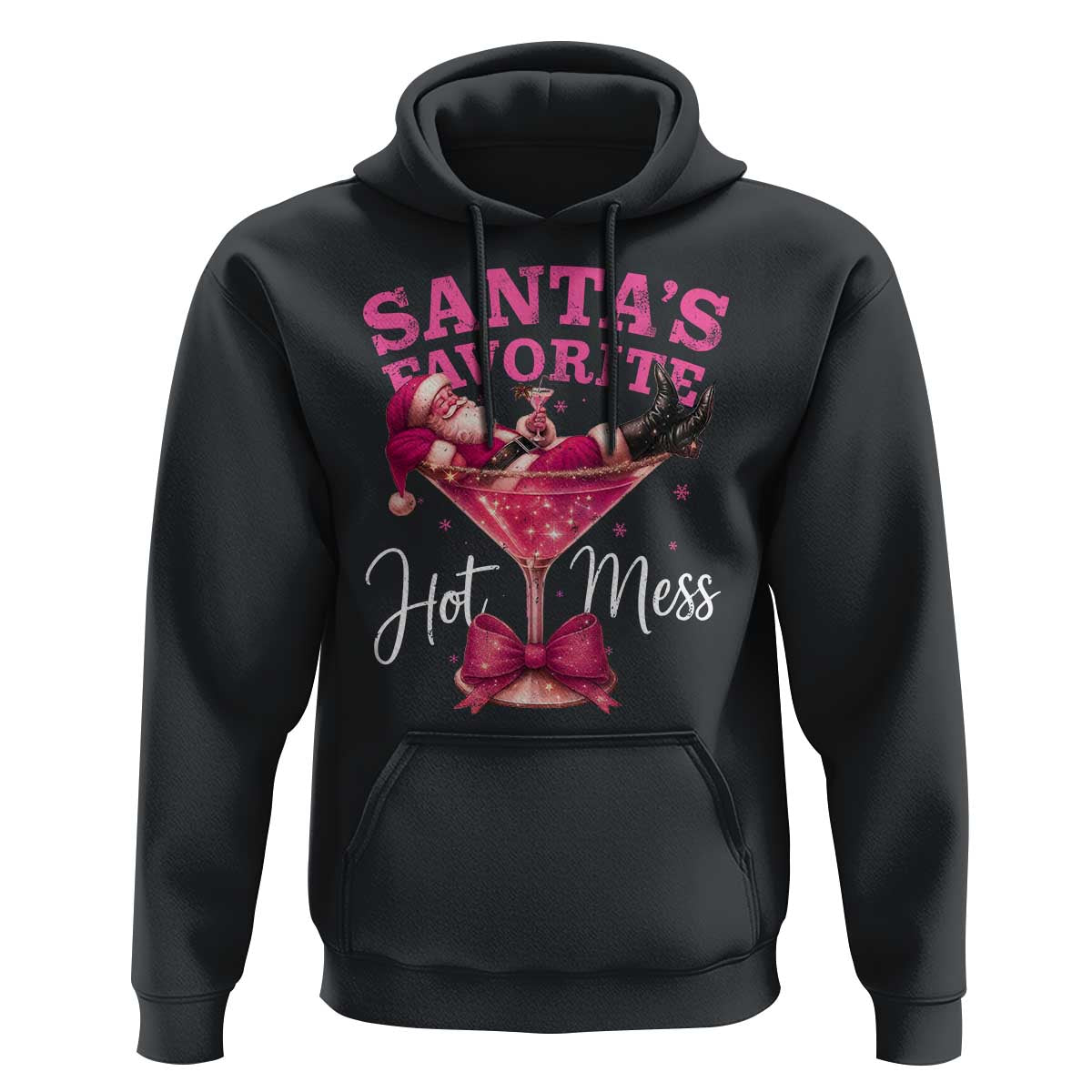 Funny Christmas Santas Favorite Hot Mess Hoodie Xmas Drinking Party - Wonder Print Shop