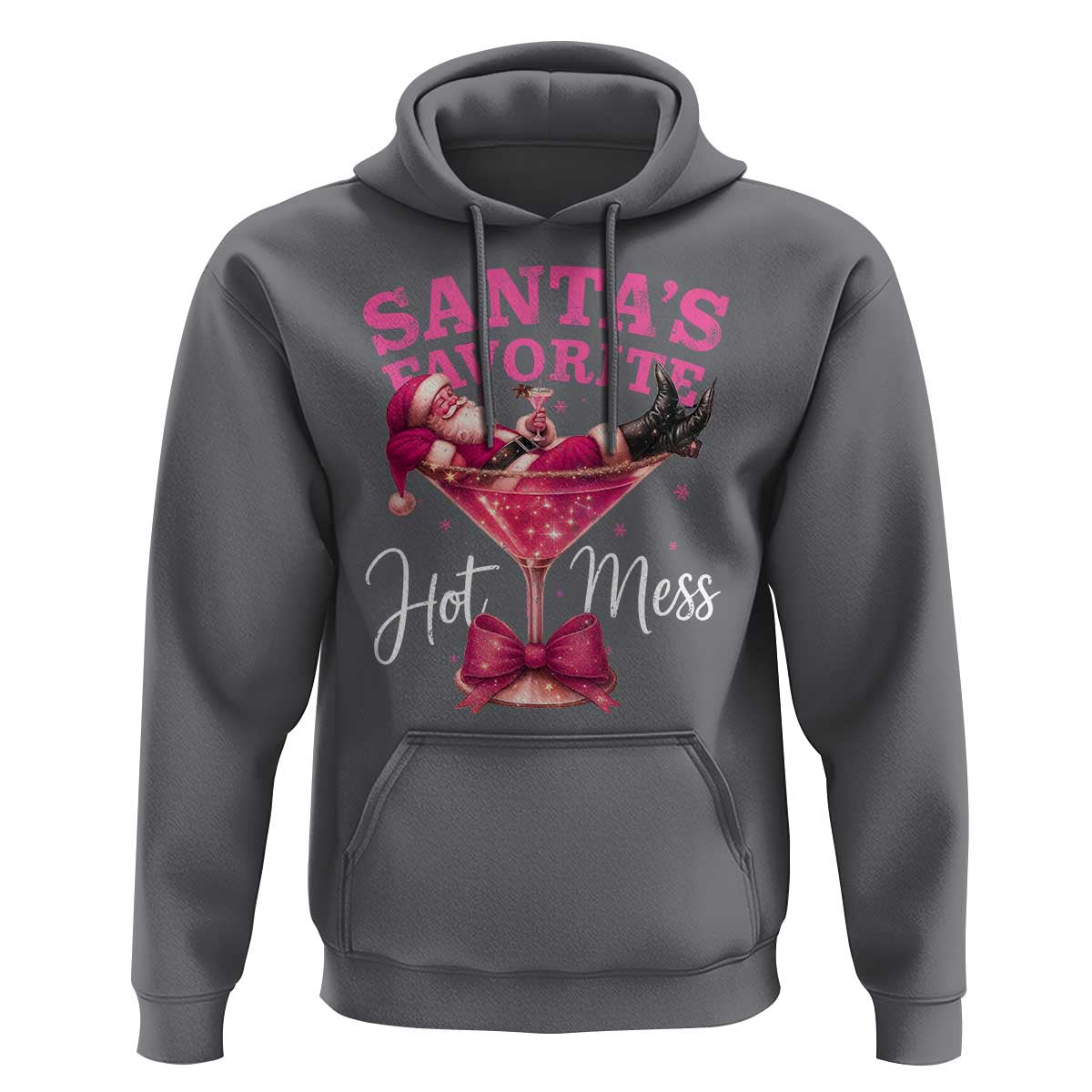 Funny Christmas Santas Favorite Hot Mess Hoodie Xmas Drinking Party - Wonder Print Shop