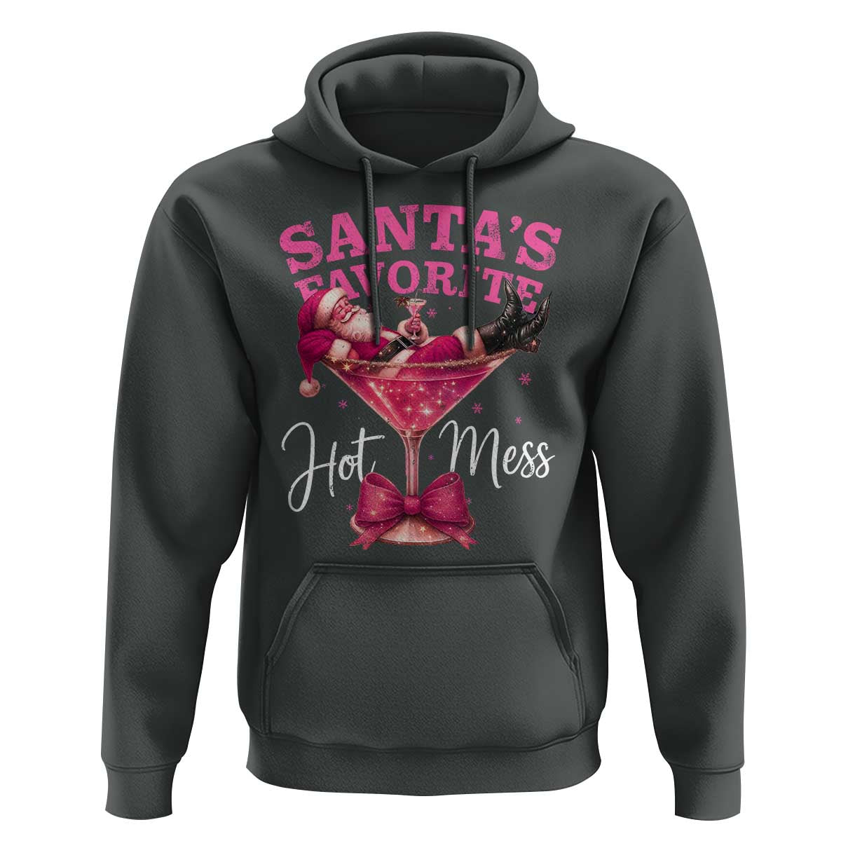 Funny Christmas Santas Favorite Hot Mess Hoodie Xmas Drinking Party - Wonder Print Shop