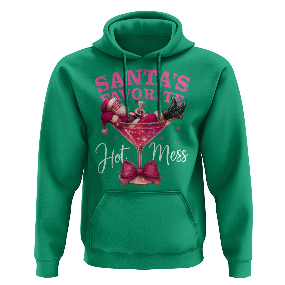 Funny Christmas Santas Favorite Hot Mess Hoodie Xmas Drinking Party - Wonder Print Shop