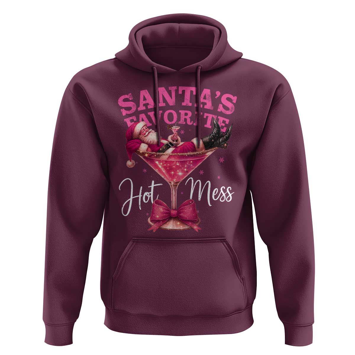 Funny Christmas Santas Favorite Hot Mess Hoodie Xmas Drinking Party - Wonder Print Shop