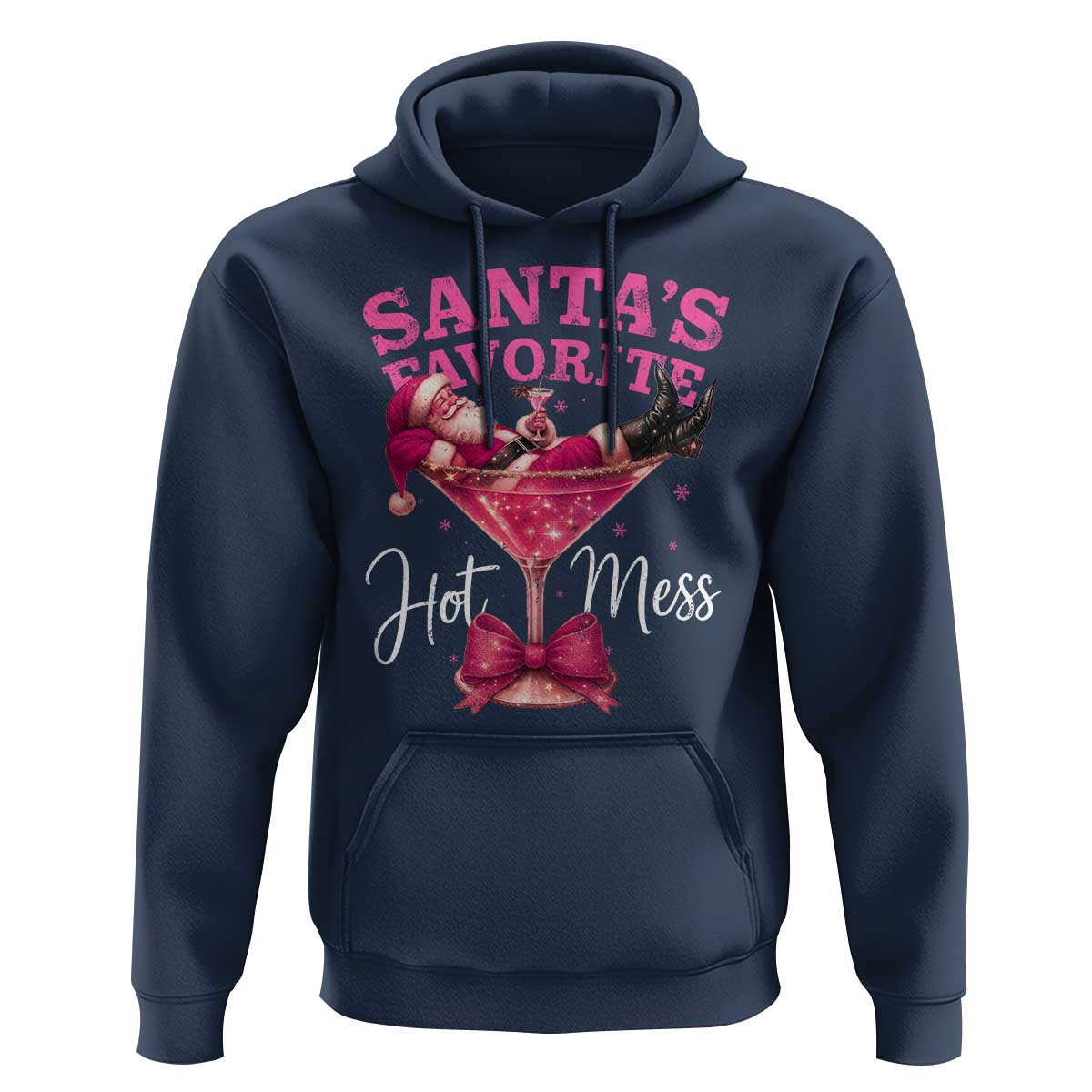 Funny Christmas Santas Favorite Hot Mess Hoodie Xmas Drinking Party - Wonder Print Shop