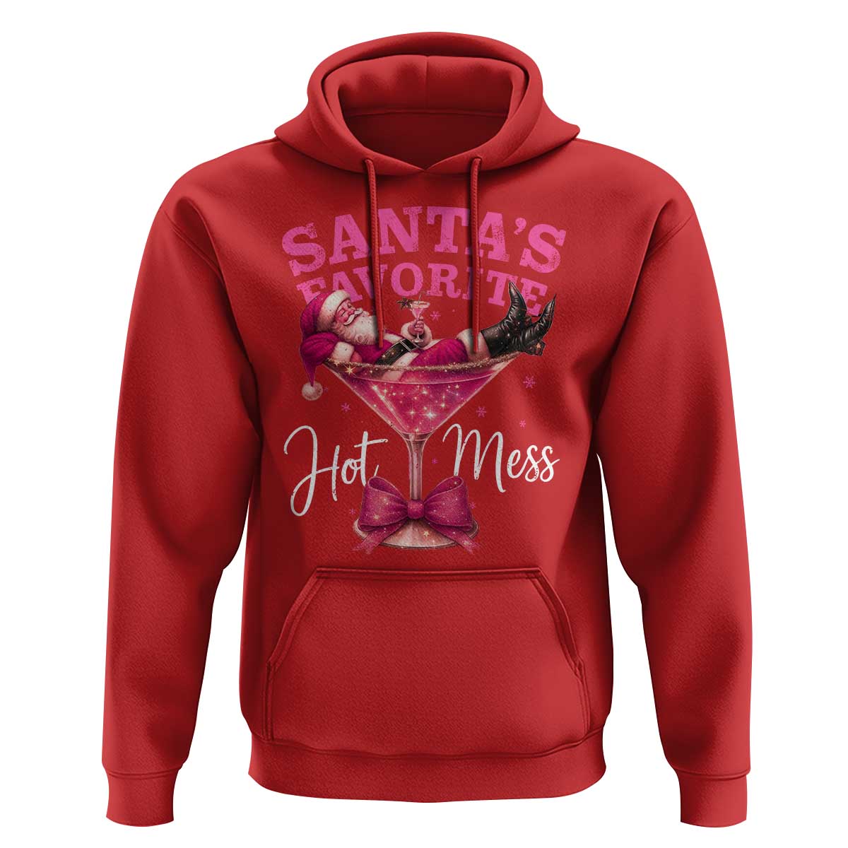 Funny Christmas Santas Favorite Hot Mess Hoodie Xmas Drinking Party - Wonder Print Shop