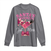 Funny Christmas Santas Favorite Hot Mess Long Sleeve Shirt Xmas Drinking Party - Wonder Print Shop