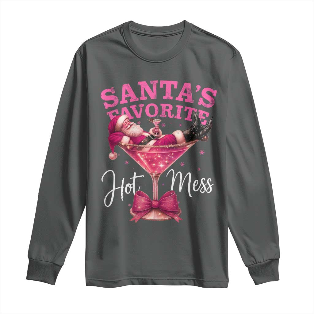 Funny Christmas Santas Favorite Hot Mess Long Sleeve Shirt Xmas Drinking Party - Wonder Print Shop