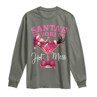 Funny Christmas Santas Favorite Hot Mess Long Sleeve Shirt Xmas Drinking Party - Wonder Print Shop