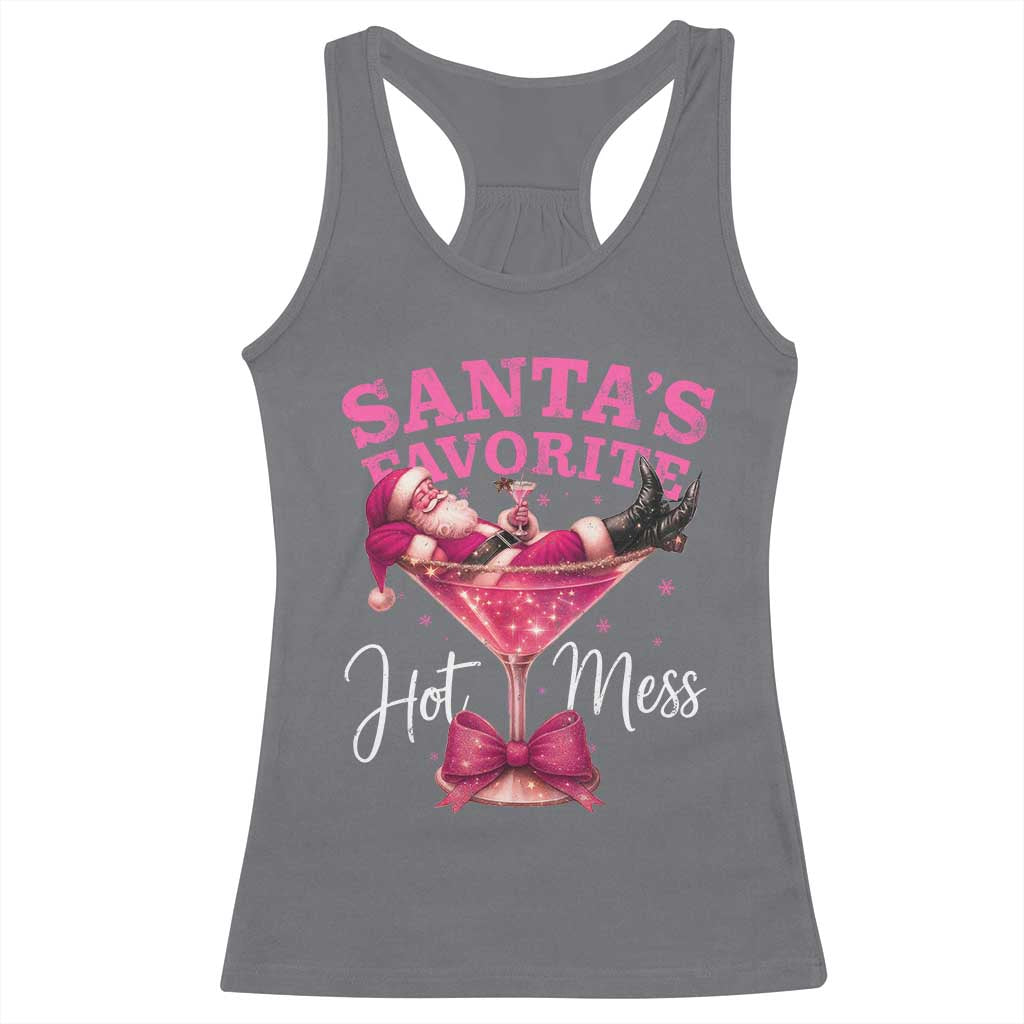 Funny Christmas Santas Favorite Hot Mess Racerback Tank Top Xmas Drinking Party - Wonder Print Shop
