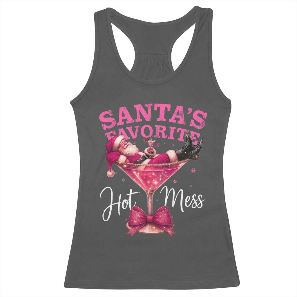 Funny Christmas Santas Favorite Hot Mess Racerback Tank Top Xmas Drinking Party - Wonder Print Shop