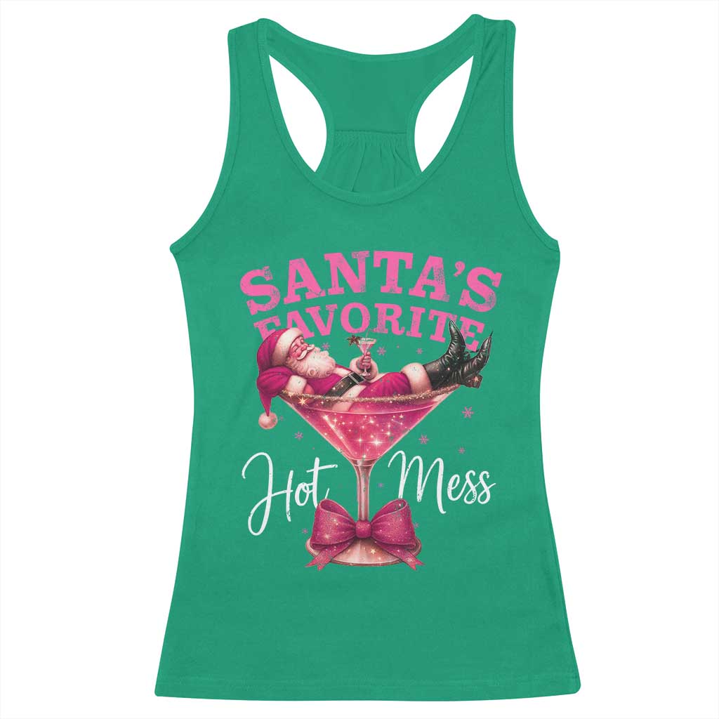 Funny Christmas Santas Favorite Hot Mess Racerback Tank Top Xmas Drinking Party - Wonder Print Shop