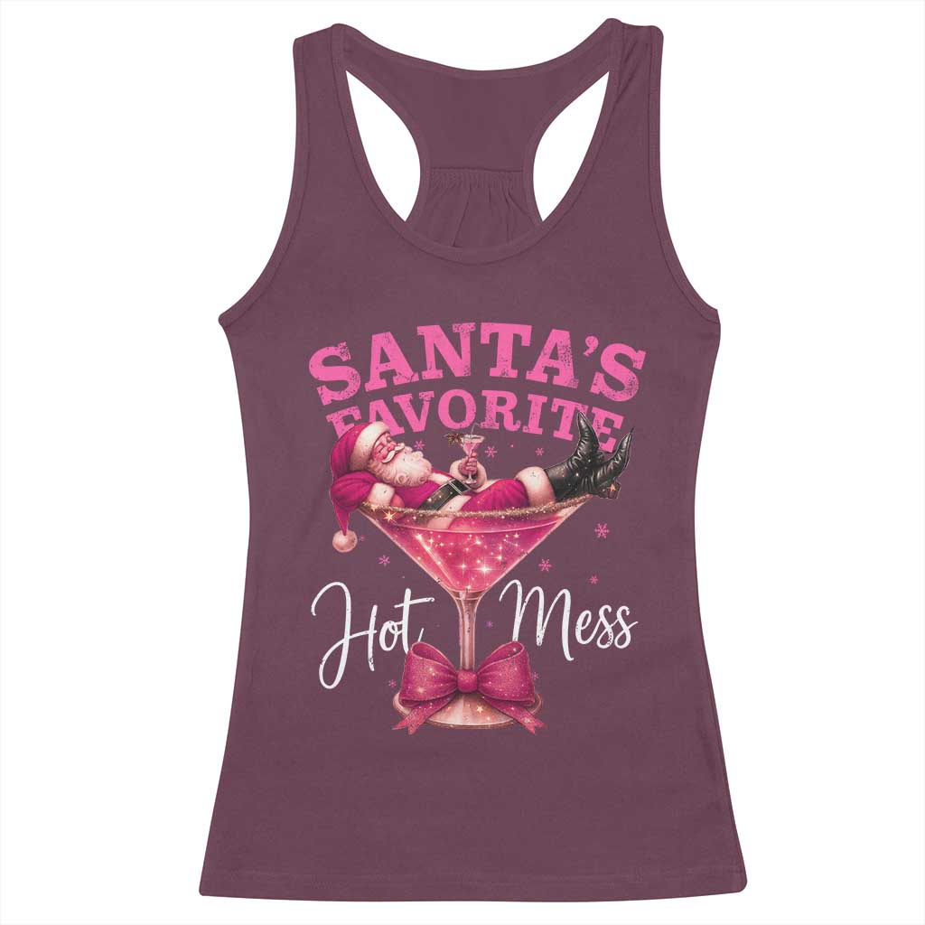 Funny Christmas Santas Favorite Hot Mess Racerback Tank Top Xmas Drinking Party - Wonder Print Shop