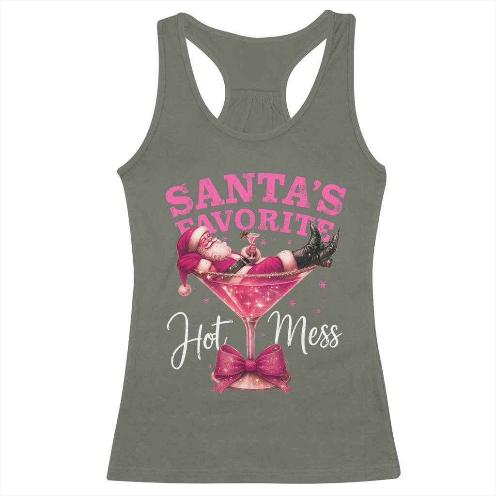 Funny Christmas Santas Favorite Hot Mess Racerback Tank Top Xmas Drinking Party - Wonder Print Shop