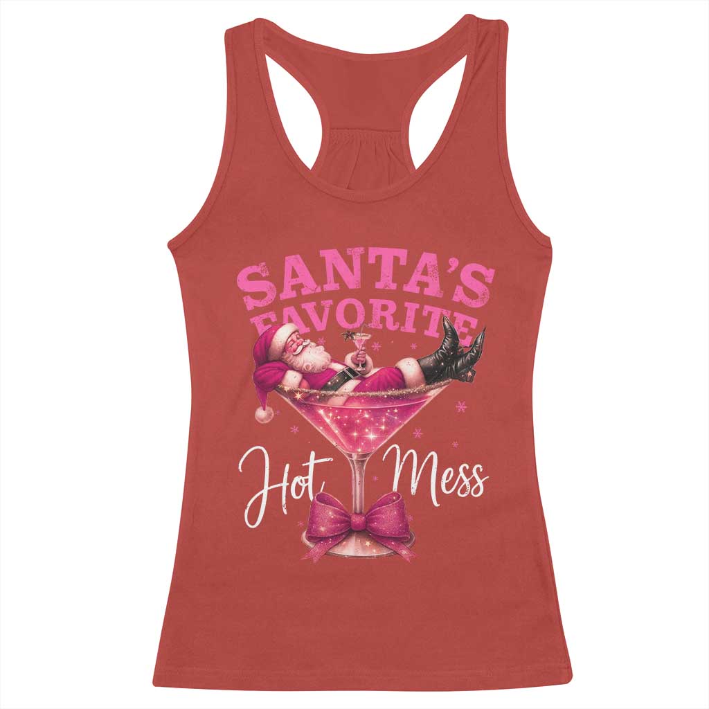 Funny Christmas Santas Favorite Hot Mess Racerback Tank Top Xmas Drinking Party - Wonder Print Shop