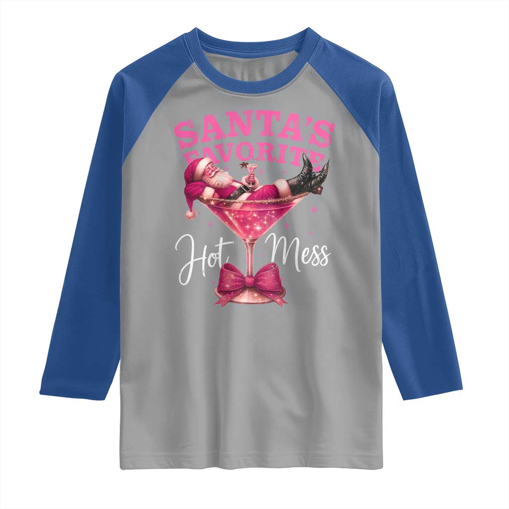 Funny Christmas Santas Favorite Hot Mess Raglan Shirt Xmas Drinking Party - Wonder Print Shop