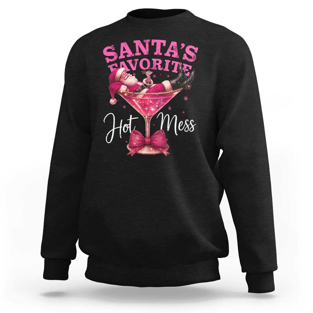 Funny Christmas Santas Favorite Hot Mess Sweatshirt Xmas Drinking Party - Wonder Print Shop