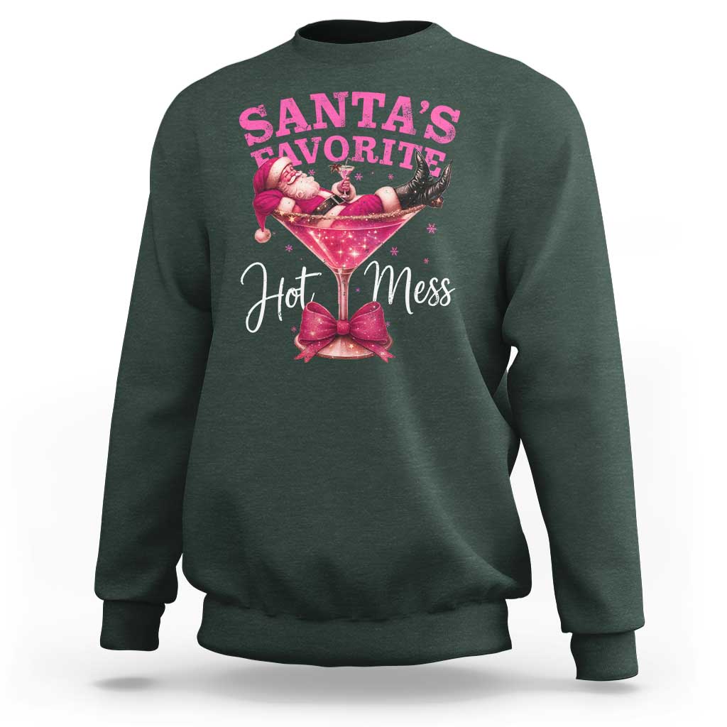 Funny Christmas Santas Favorite Hot Mess Sweatshirt Xmas Drinking Party - Wonder Print Shop