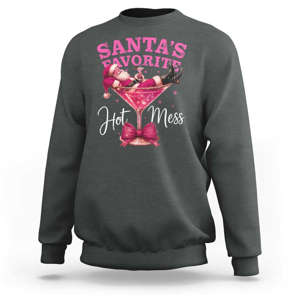 Funny Christmas Santas Favorite Hot Mess Sweatshirt Xmas Drinking Party - Wonder Print Shop