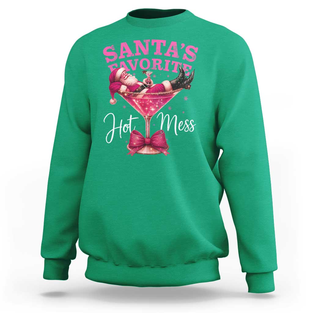 Funny Christmas Santas Favorite Hot Mess Sweatshirt Xmas Drinking Party - Wonder Print Shop